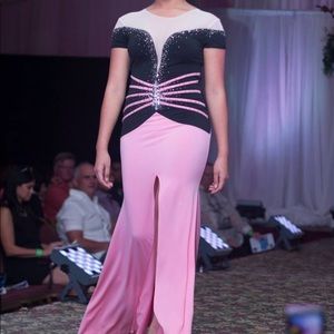 black & pink gown